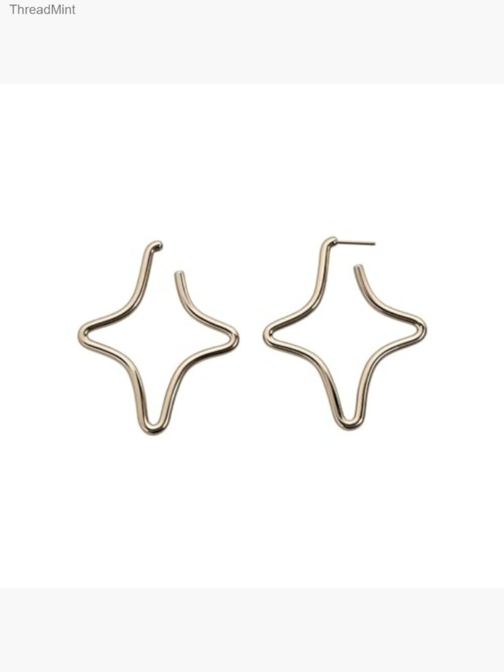Silver Hollow Star Hoop Earrings Statement Lightweight Alloy Trendy Jewelry - Picture 7 of 7